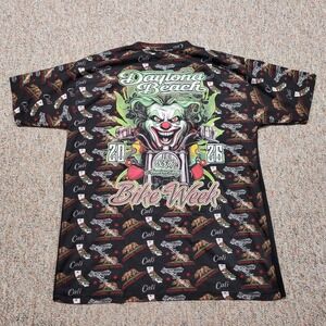Daytona Beach Bike Week Shirt Mens XL Black Rider Biker Tee Clown All Over Print